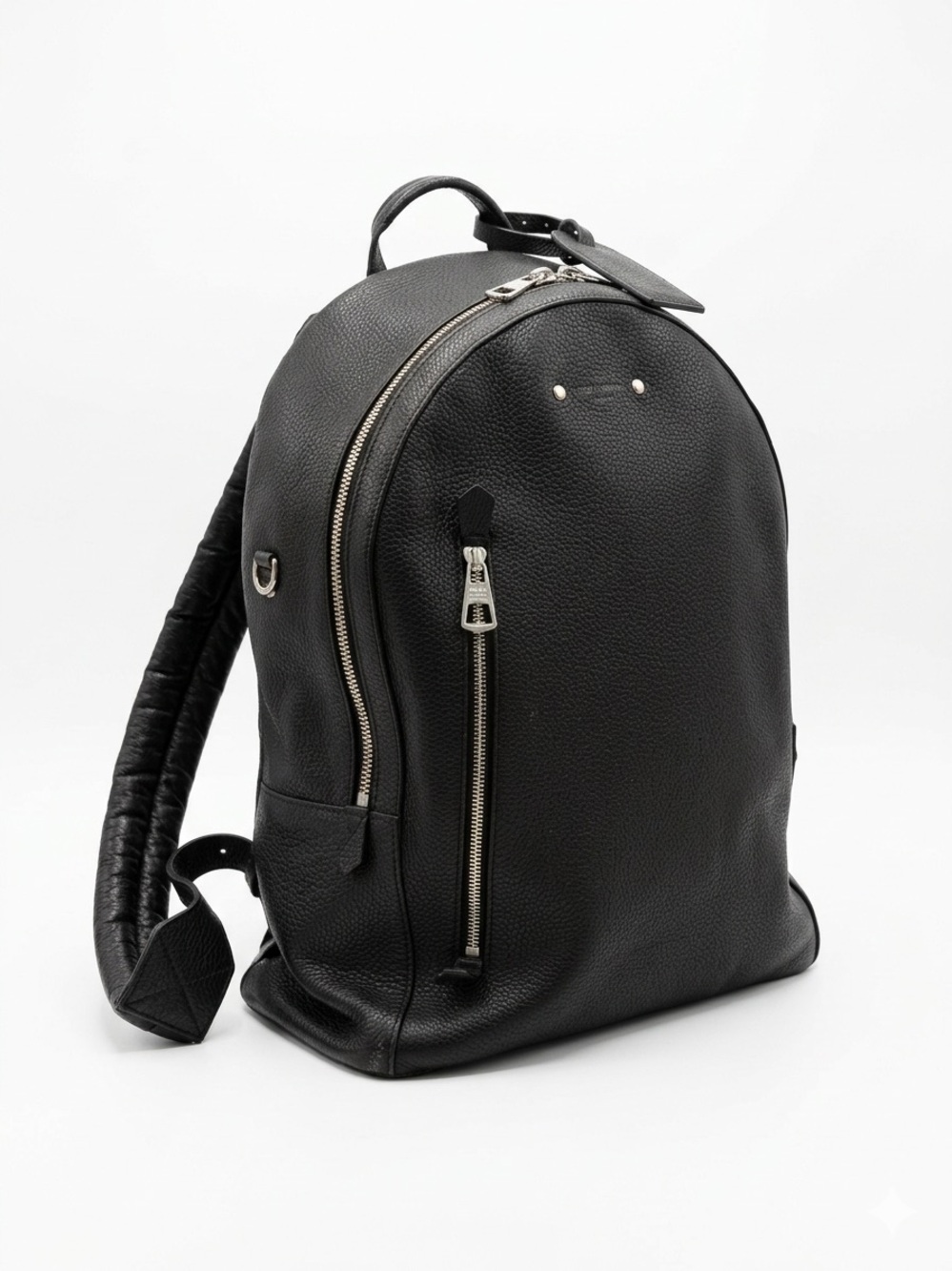 Louis Vuitton Black Leather Backpack with Silver Hardware